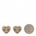 Crystal Metal CC Heart Earrings Gold
