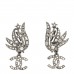 Crystal Baguette CC Wing Star Earrings Silver