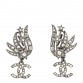 Crystal Baguette CC Wing Star Earrings Silver