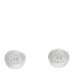Resin Metal CC Stud Earrings Silver Pearly White