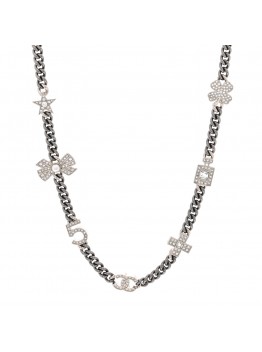 Ruthenium Crystal Chain CC Lucky Charms Choker Silver
