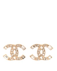 Crystal Baguette CC Earrings Gold