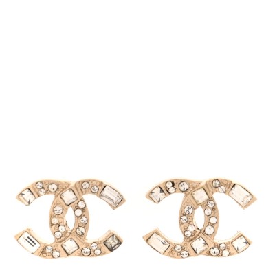 Crystal Baguette CC Earrings Gold