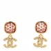 Crystal Printed CC Drop Earrings Gold Pink