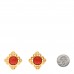 Enamel CC Clip On Earrings Orange Gold