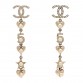 Crystal Pearl Charming Winter CC Star Heart Drop Earrings Gold