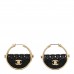 Metal Resin Quilted CC Bag Bag Hoop Earrings Black Gold