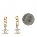 Metal Crystal CC Chain Drop Earrings Gold