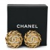 Crystal CC Round Clip On Earrings Gold
