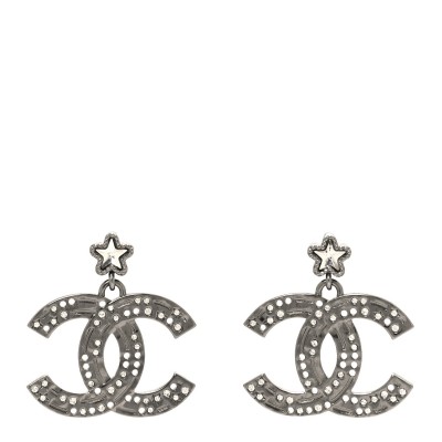 Ruthenium Crystal Star CC Drop Earrings