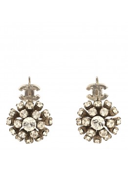 Crystal CC Drop Earrings Silver