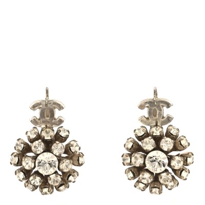 Crystal CC Drop Earrings Silver
