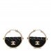 Metal Resin Quilted Flap Bag Hoop Earrings Black Gold