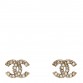 Metal Graduated Pearl Crystal CC Earrings Light Gold