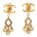 Crystal CC Drop Earrings Gold