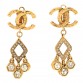 Crystal CC Drop Earrings Gold