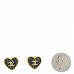 Metal Enamel CC Denim Heart Earrings Gold Blue