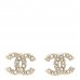 Metal Graduated Pearl Crystal CC Earrings Gold