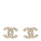Metal Graduated Pearl Crystal CC Earrings Gold