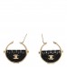 Metal Resin Quilted CC Bag Bag Hoop Earrings Black Gold