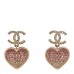 Crystal CC Resin Heart Drop Earrings Pink Gold
