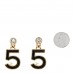 Metal CC No 5 Crystal Drop Earrings Gold Black