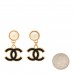 Pearl Enamel CC Drop Earrings Black