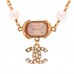 Crystal Pearl Bead CC Choker Gold Pink