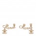 Metal Logo CC Turnlock Clip On Earrings Gold