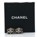 Crystal Lambskin Chain CC Stud Earrings Black Gold