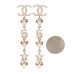 Crystal Pearl Charming Winter CC Star Heart Drop Earrings Gold