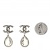 Crystal CC Tear Drop Earrings Silver