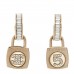 Pearl Crystal Baguette No 5 Lock Drop Earrings Gold Pearly White