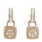 Pearl Crystal Baguette No 5 Lock Drop Earrings Gold Pearly White