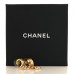 Metal Crystal CC Logo Hoop Drop Earrings Gold