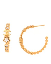 Metal Strass Crystal Star CC Hoop Earrings Gold