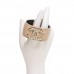 Lambskin Quilted Pearl CC Cuff Bracelet Beige