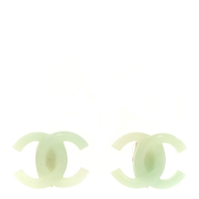 CC Resin Clip On Earrings Light Green