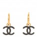 Metal Enamel CC Denim Drop Earrings Gold Blue