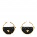 Metal Resin Quilted Flap Bag Hoop Earrings Black Gold