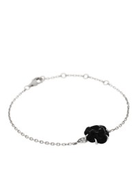 18K White Gold Diamond Black Onyx Camelia Sculpte Bracelet
