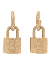 Metal Lock Drop Earrings Light Gold