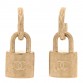 Metal Lock Drop Earrings Light Gold