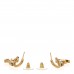 Metal Crystal CC Heart Hoop Long Drop Earrings Gold