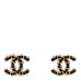 Lambskin CC Chain Earrings Black Gold Pink