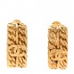 Metal CC Hoop Clip On Earrings Gold