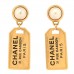 Pearl CC Tags Drop Earrings Gold