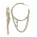 Metal Crystal Chain CC Hoop Earrings Gold