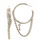 Metal Crystal Chain CC Hoop Earrings Gold