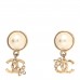 Pearl Crystal CC Flower Drop Earrings Gold Pearly White